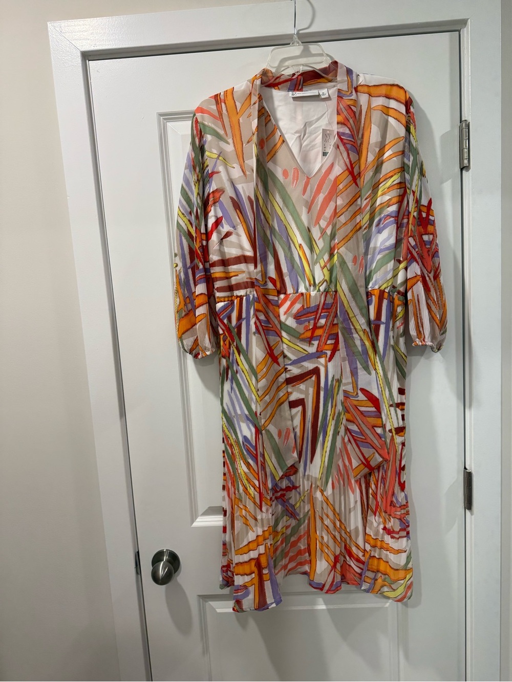 New York & Company Multicolored Abstract Print Midi Dress
